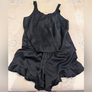 Victoria's Secret Black Satin Loungewear Set